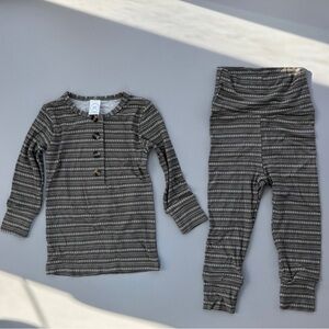 Lou Lou & Company Easton Top & Bottom Set Size 6-12M Easton Printed Gray Striped